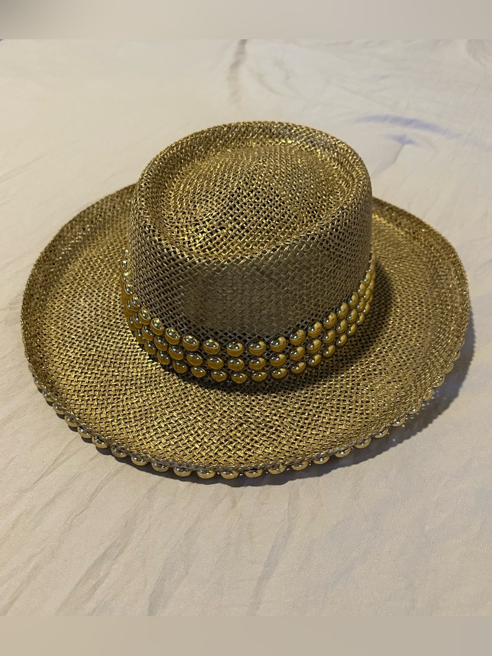 Gold Studded Woven Hat